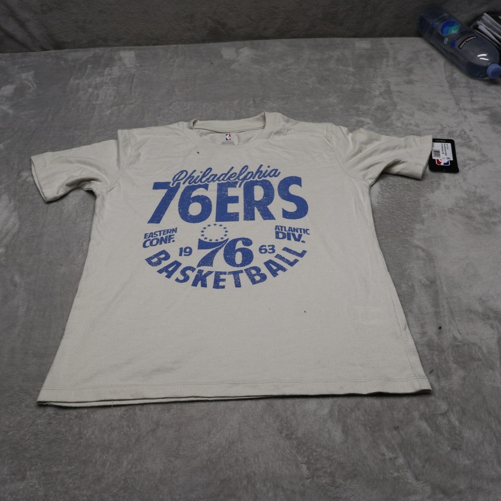 Philadelphia 76ers Shirt Youth Medium 10/12 NBA White Basketball Crew $24 NEW
